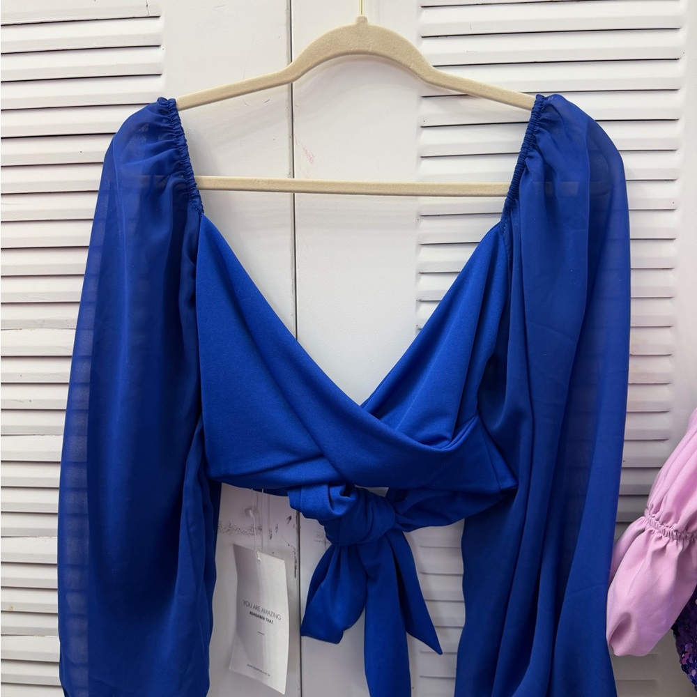 Elegant Blue Women's Crop Top #050